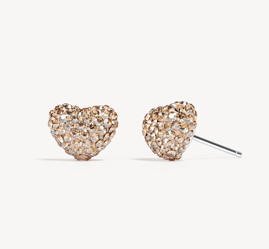 Hillberg And Berk Soft Gold Sparkle Heart Studs