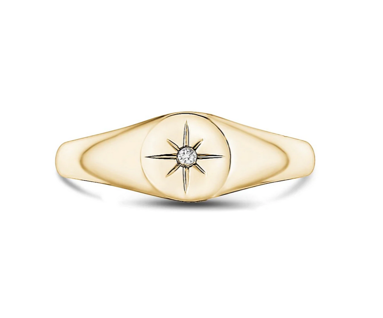 ARZ Steel Gold North Star Ring Size 9