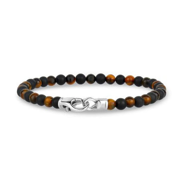 ARZ Steel Tiger Eye 4mm Bead Bracelet