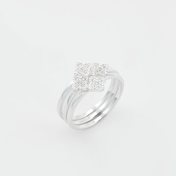 Marseille Sterling Silver Small Clover Three Stack Ring