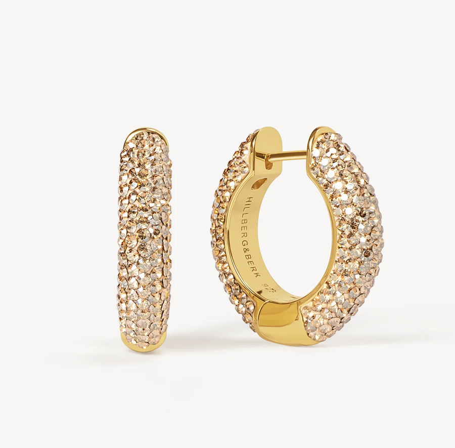 Hillberg And Berk Soft Gold Medium Sparkle Hoops