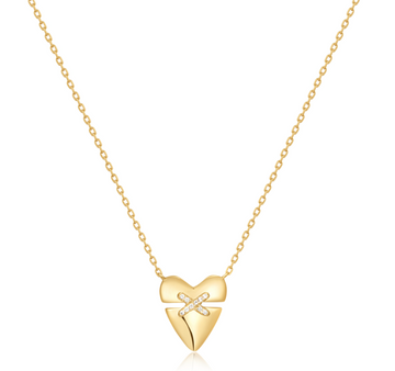 Ania Haie Gold Heart Kiss Pave Necklace