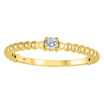 The Vault 10k Yellow Gold 0.06ct Lab Diamond Beaded Band Ring Sz 6.25