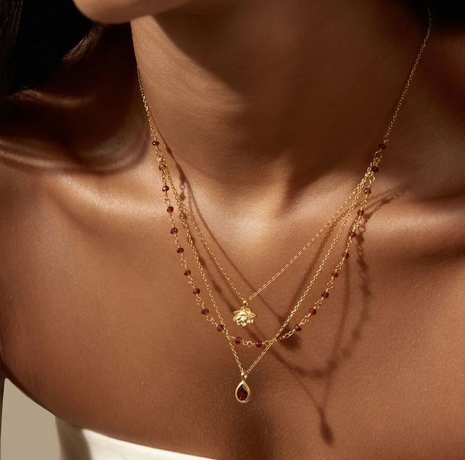 Satya Embrace Change Garnet Triple Layered Necklace