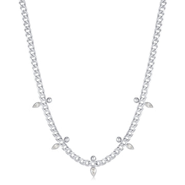 Ania Haie Silver Curb Chain Sparkle Point Necklace