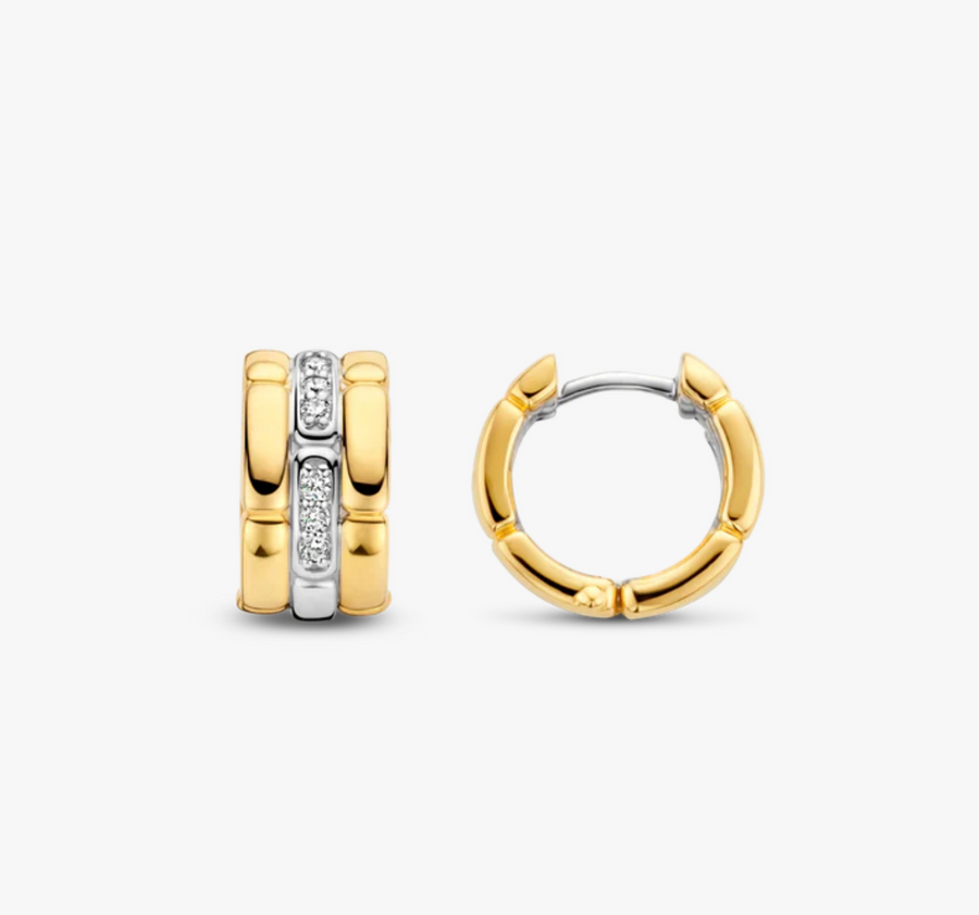 Ti Sento Gold and Pavé Hoop Earrings