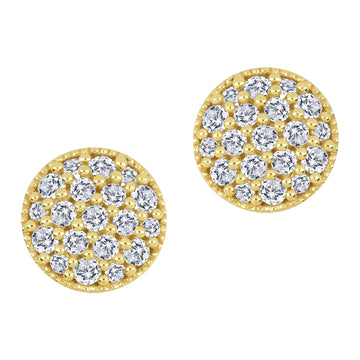 The Vault 10k Yellow Gold 0.18ctw Lab Diamond Pave Round Dome Studs