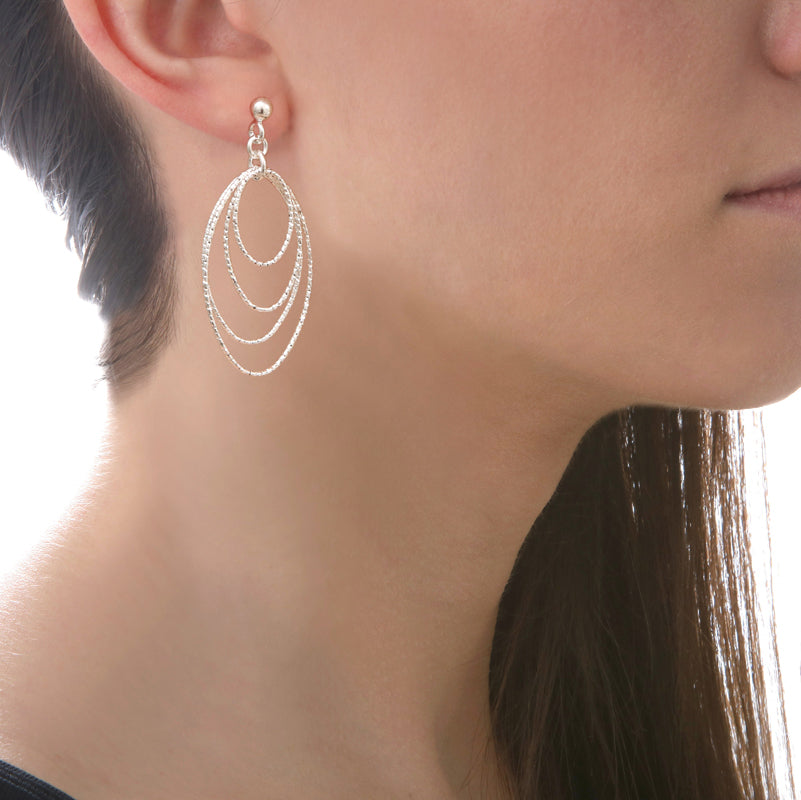 Marseille Sterling Silver Oval Multi-Loop Drop Earrings