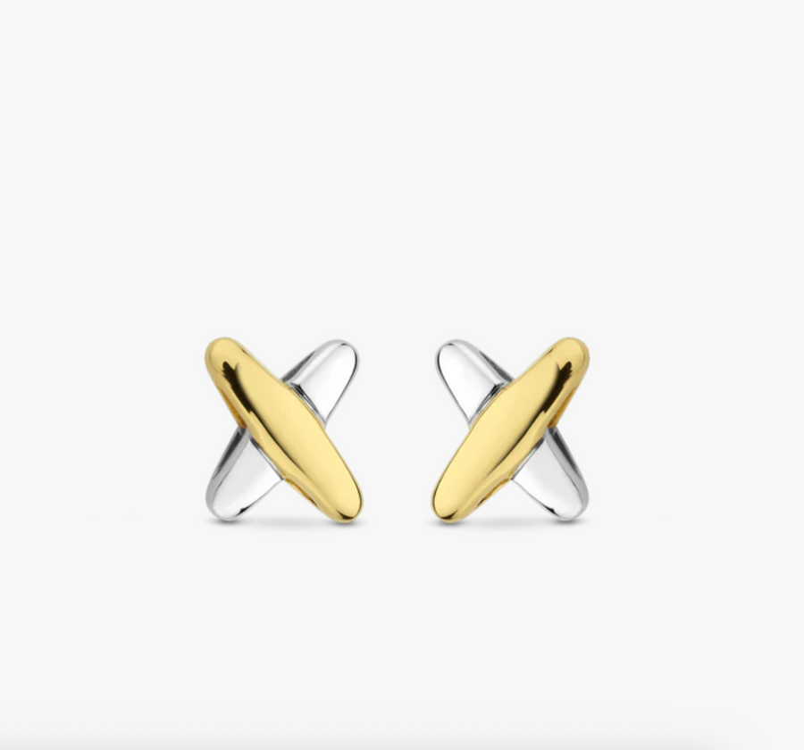 Ti Sento Two Tone Striking X Studs