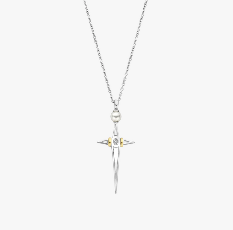 Ti Sento Two Tone Elongated Star Necklace