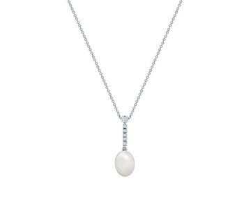 Birks 18k White Gold Splash Pearl 0.09ct Necklace