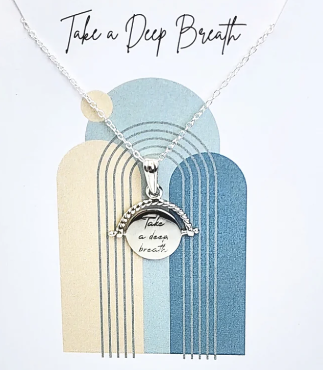 Heart And Lotus Silver Take A Deep Breath Spinner Necklace