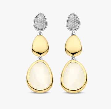 Ti Sento Two Tone Pave Nugget Drop Earrings