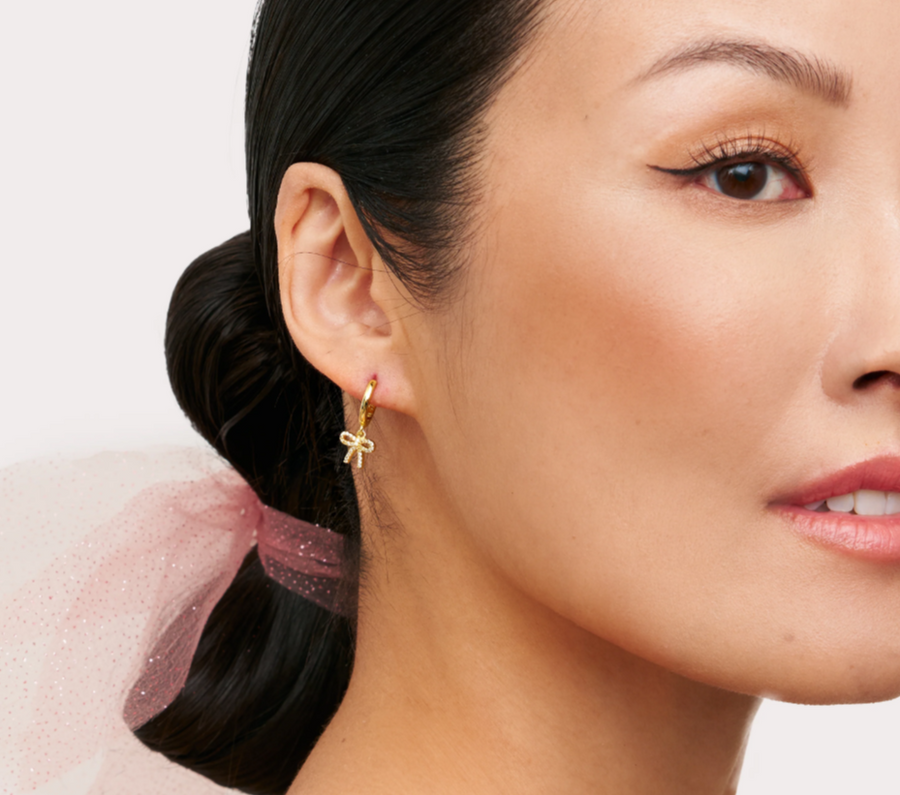 Hillberg And Berk Gold Baby Bow Hoop Earrings