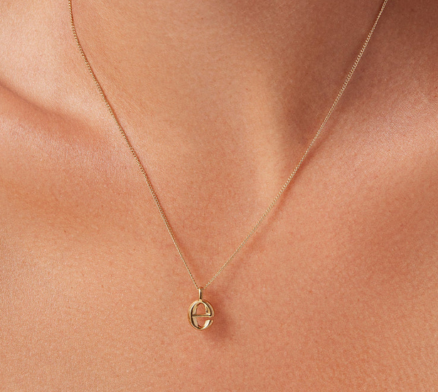 Jenny Bird Small Gold Monogram E Necklace