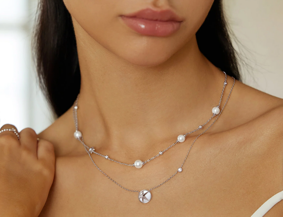 Ania Haie Silver Starry Mother Of Pearl Necklace