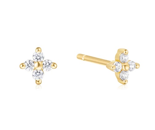 Ania Haie Gold Four-Petal Stud Earrings