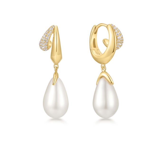 Ania Haie Sparkling Duet Peal Drop Earrings