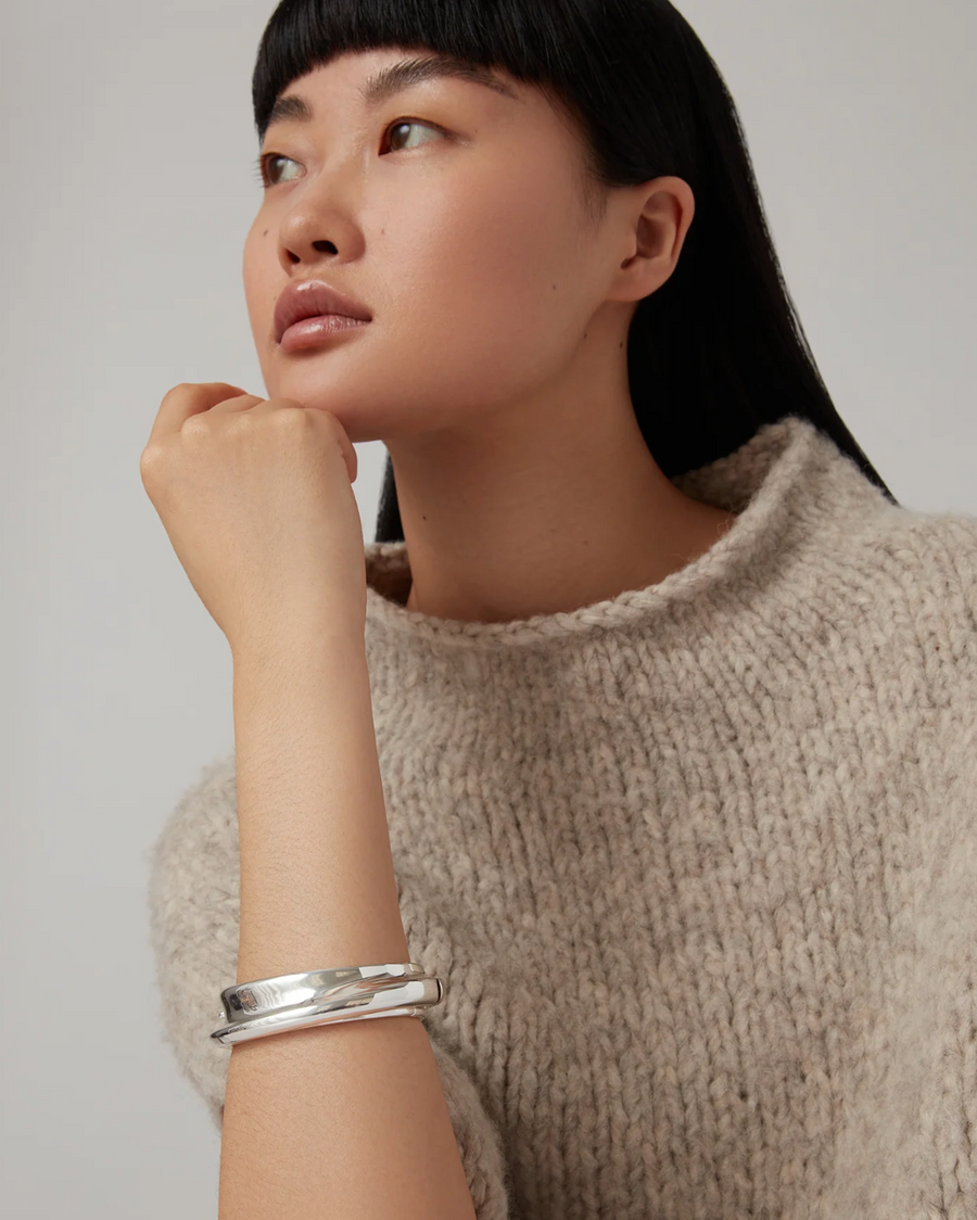 Jenny Bird Silver Lennon Bangle Size Large