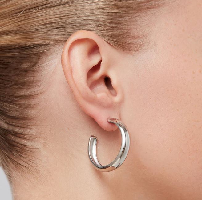 Jenny Bird Silver Large Staple Hoops