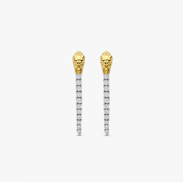 Ti Sento Two Tone Snake Pavé Chain Drop Earrings