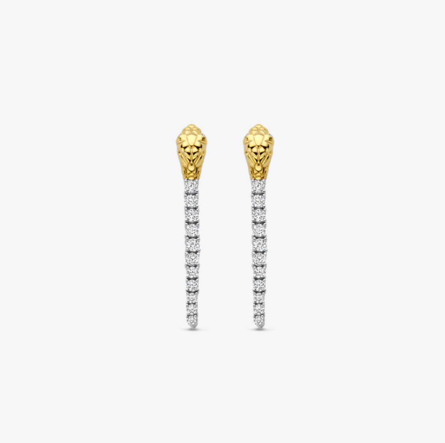 Ti Sento Two Tone Snake Pavé Chain Drop Earrings