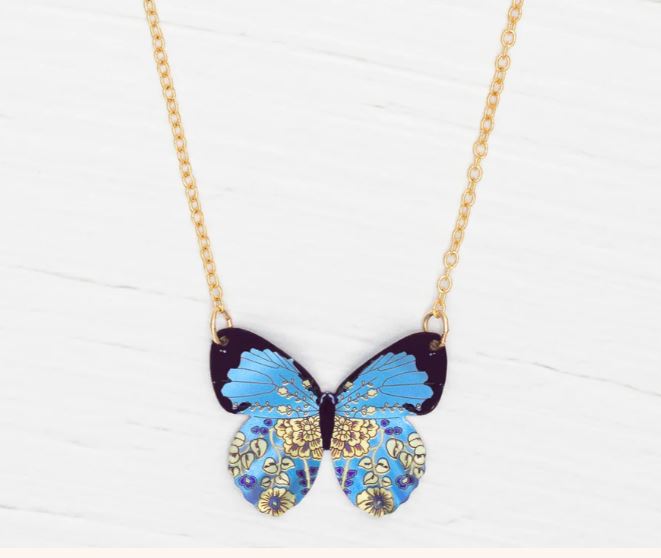 Holly Yashi Blue Radiance Blooming Butterly Necklace