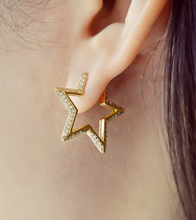 Ania Haie Medium Pave Star Hoops