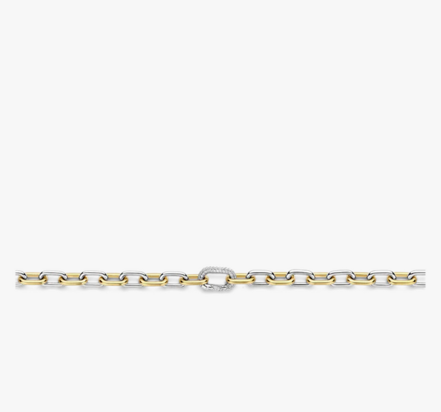 Ti Sento Two Tone CZ Chunky Chain Necklace