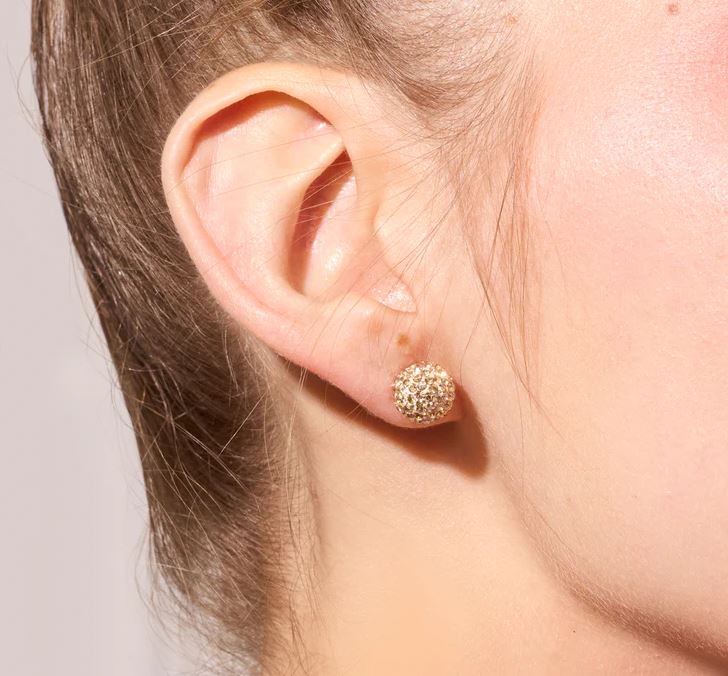 Hillberg and Berk Silver Medium Soft Gold Sparkle Ball Studs