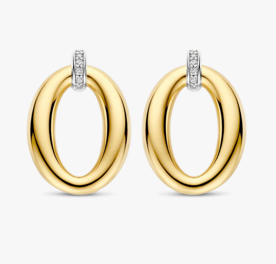 Ti Sento Gold Oval Stud Earrings