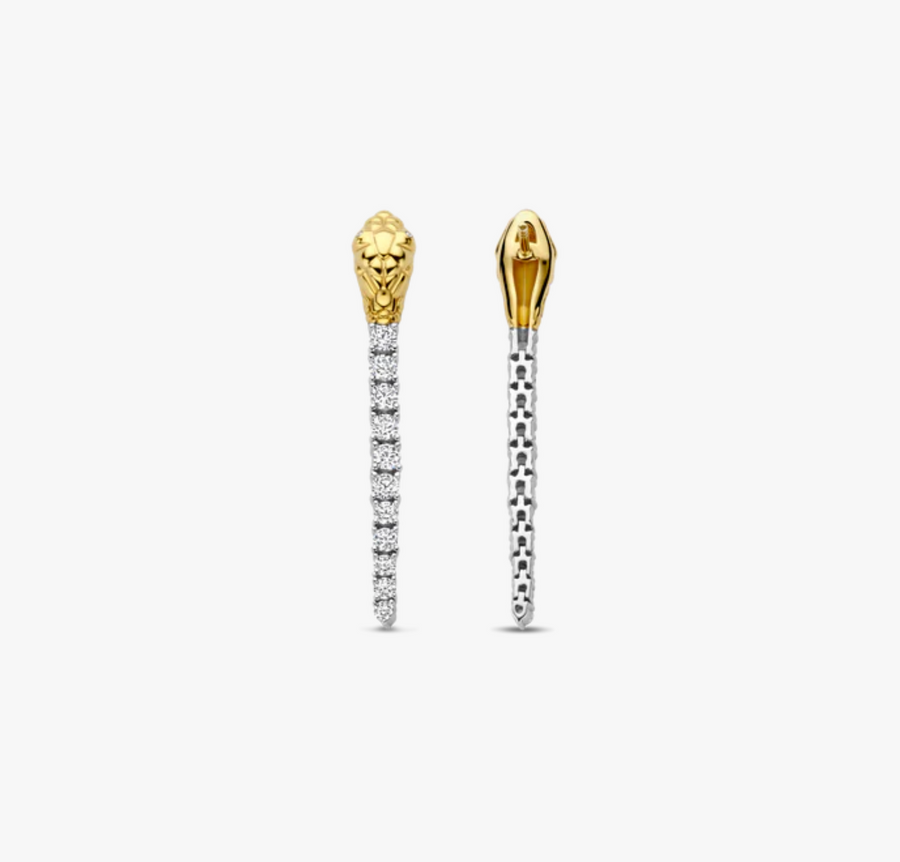 Ti Sento Two Tone Snake Pavé Chain Drop Earrings