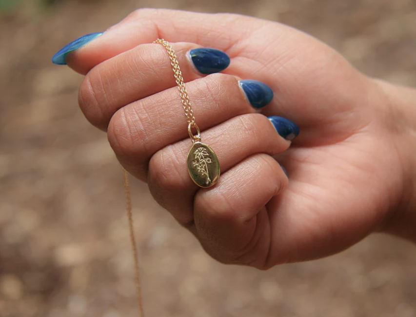 Heart And Lotus Gold Morning Glory September Birth Flower Necklace