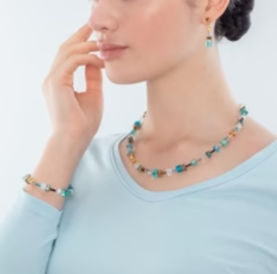 Coeur De Lion Gold Aqua Geo Cube Necklace