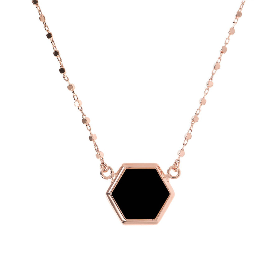Bronzallure Cube Chain Necklace with Hexagonal Pendant