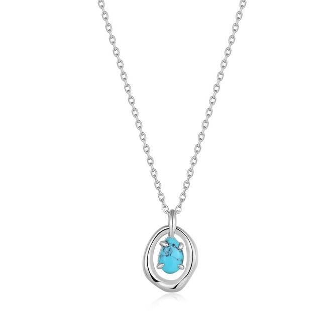 Ania Haie Silver Turquoise Circle Wave Necklace
