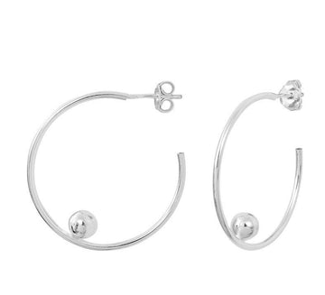 Marseille Sterling Silver Hoops With Ball Accent