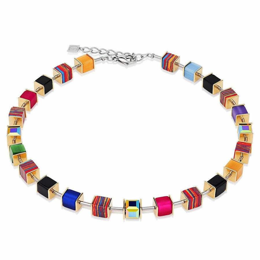 Coeur De Lion Gold Chunky Rainbow Geocube Necklace