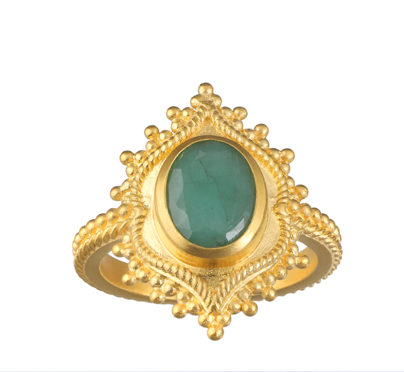 Satya Emerald Medallion Ring Size 6