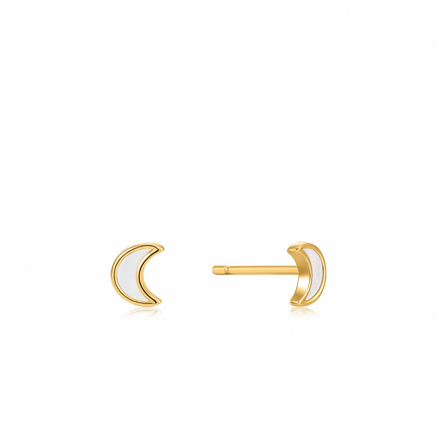 Ania Haie Gold Mother of Pearl Mini Moon Studs