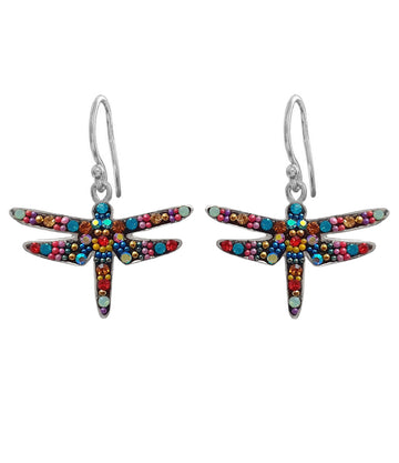 Mosaico Sterling Bright Multicolour Dragonfly Drop Earrings
