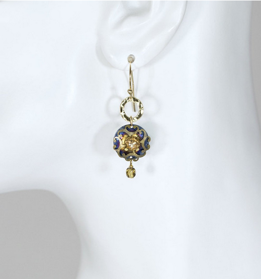 Holly Yashi Gold Blue 'Encircled Abela' Earrings