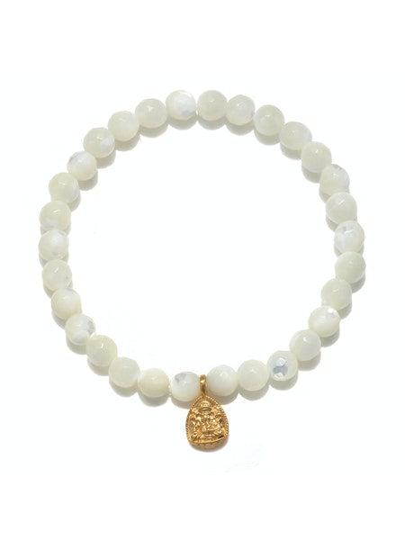 Satya Gold Mother of Pearl Ganesha Stretch Bracelet
