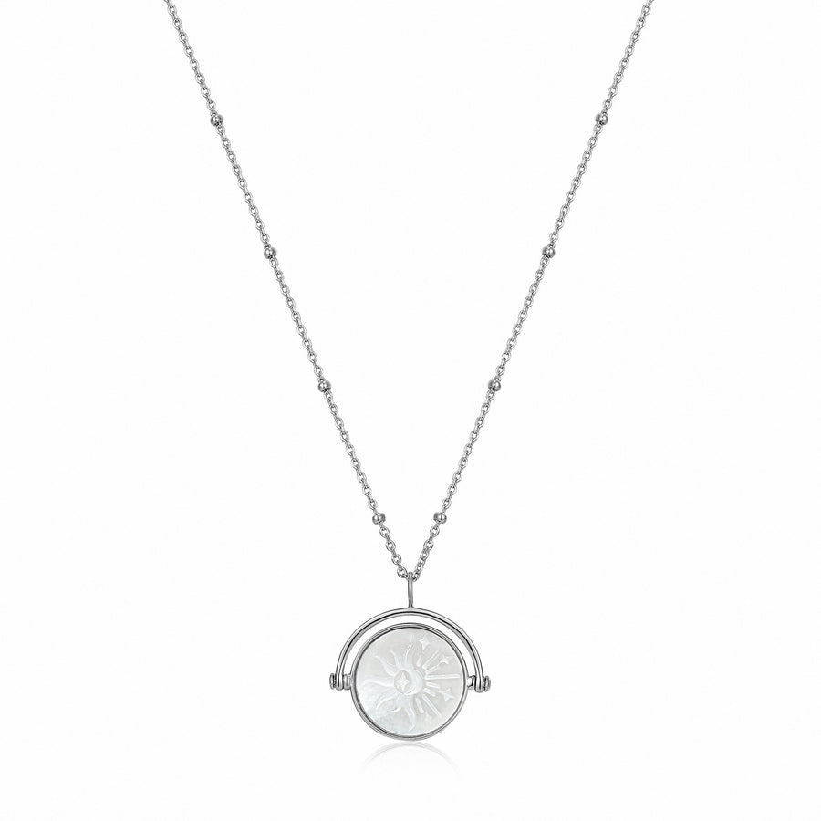 Ania Haie Silver Mother of Pearl Sunbeam Emblem Necklace