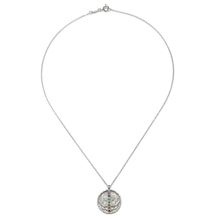 Satya Silver Multi Gem Chakra Disc Necklace