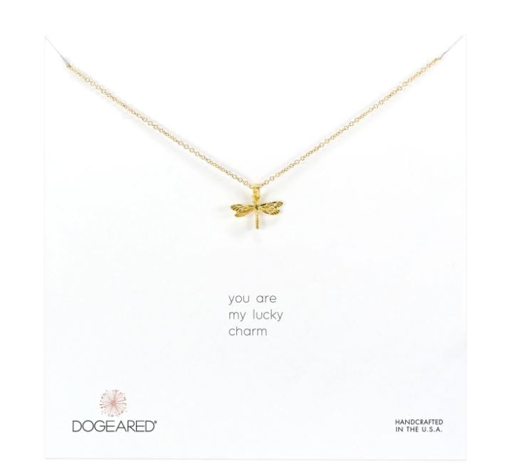 Dogeared Gold 'You are My Lucky Charm' Dragonfly Necklace