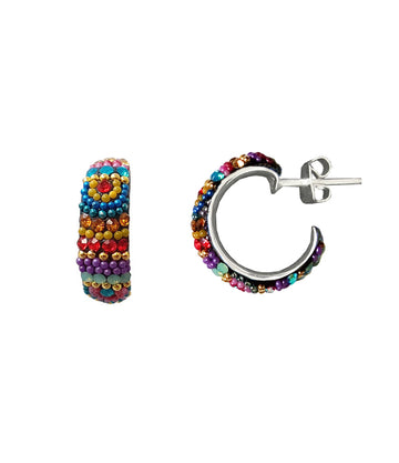 Mosaico Sterling Bright Multicolour Small Hoop Earrings