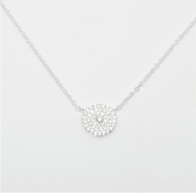 Marseille Sterling Suspended Pave CZ Disc Necklace