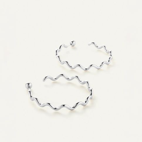 Jenny BirdSilver Squiggle Hoop Earrings