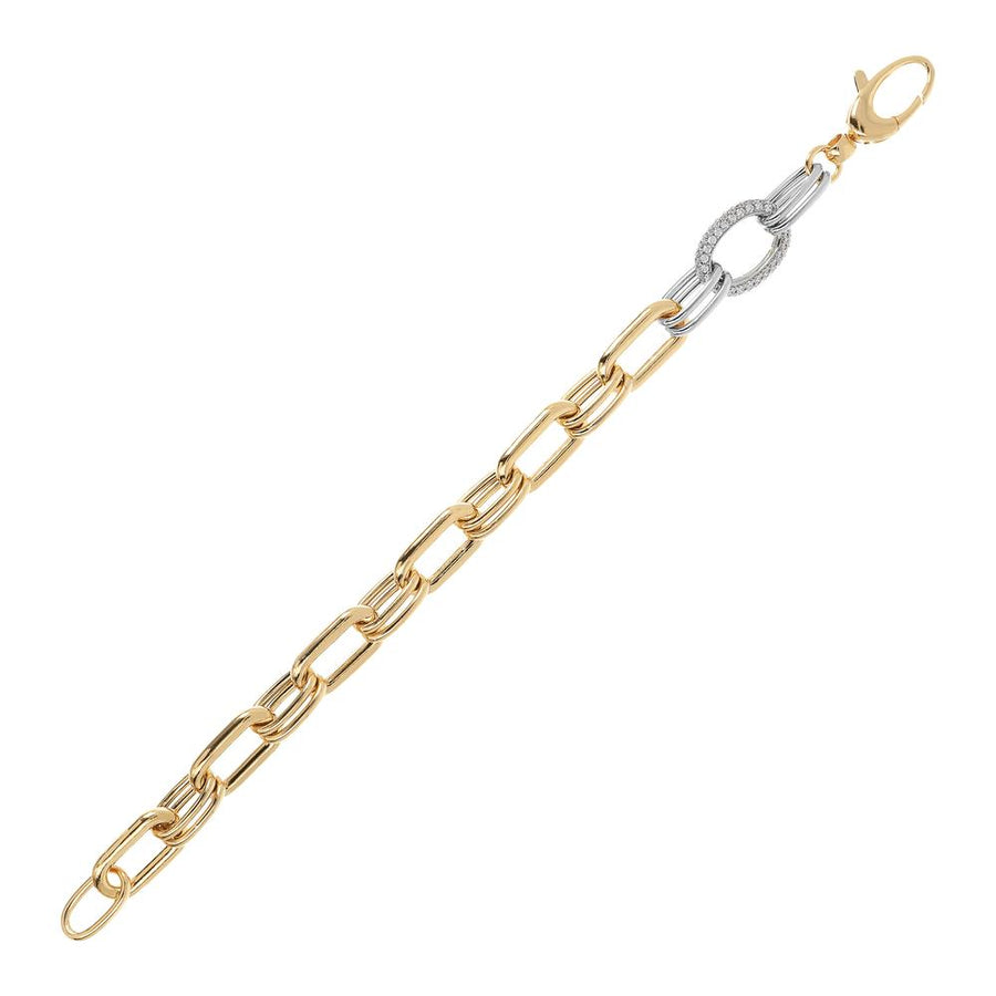 Bronzallure Oval Rolò Golden Chain and Cubic Zirconia Bracelet
